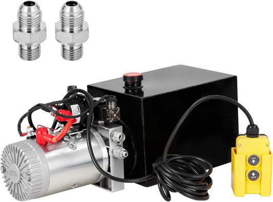 12V DC Double-Acting Hydraulic Power Unit with 4.22 Quart (4L) Metal Reservoir