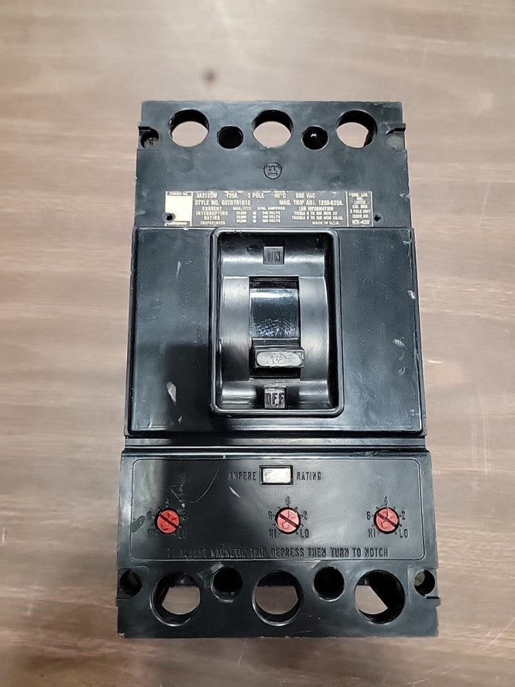 WESTINGHOUSE JA3125W JA-225 AMP FRAME 3P 600V 125 AMP CIRCUIT BREAKER 