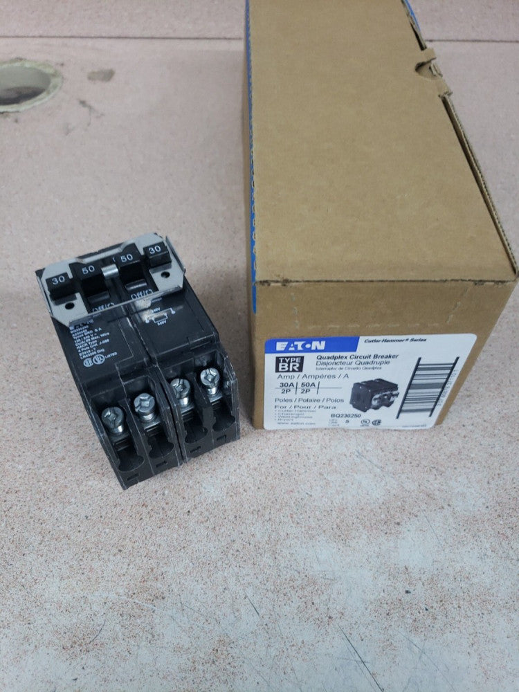 1 NEW Eaton BQ230250 30/50A 2P 120/240V 10 kAIC CTL Quad BR Series