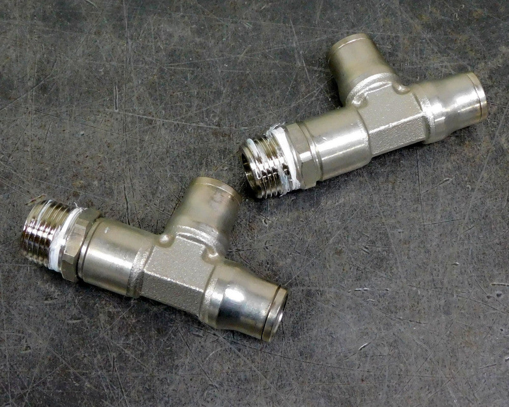 LEGRIS Nickel Plated Brass Push-To-Connect Union Tee 1/2" NPT X 14 MM Lot of (2)