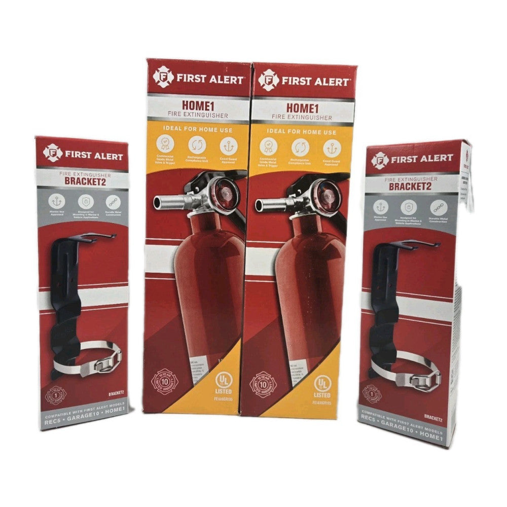 Set of 2 FIRST ALERT HOME1 Fire Extinguisher 1st Alert FE1A10GR195 w/ Brackets 