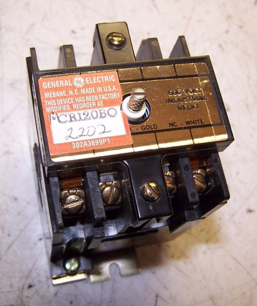 GE INDUSTRIAL RELAY 600 VAC 120 VOLT COIL  CR120BO 2202