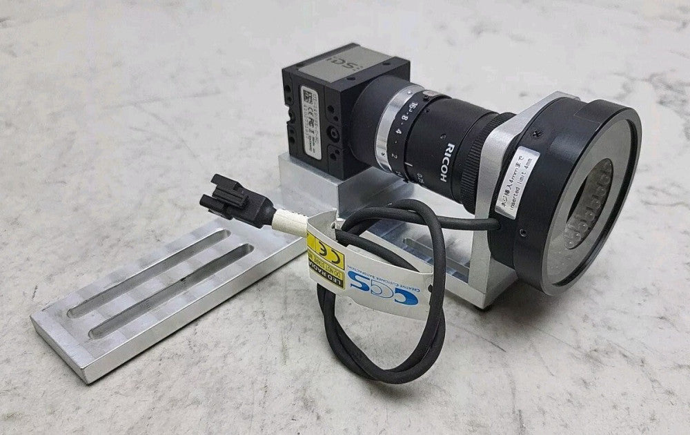 Ids UI-1480SE-C-HQ Camera w/ Ricoh FL-CC1614-2M Lens Ccs LDR2-50SW2 Ring Light