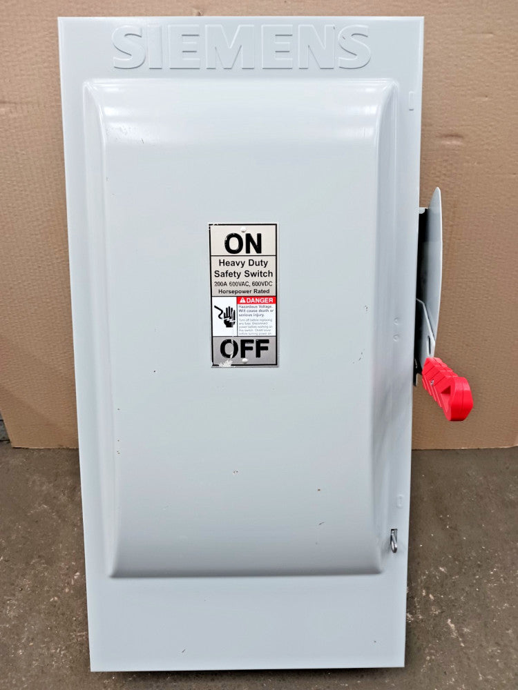 Siemens 200 Amp Fusible Heavy Duty Safety Switch 3 Pole 600V AC/DC HF364N