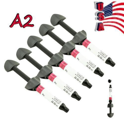 5x Dental Light Cure Hybrid Resin Composite Syringe Shade A2 Oral Health CE