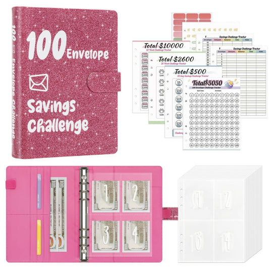 100 Envelopes Money Saving Challenge Book 52 Week Budget Binder with Cash Env...