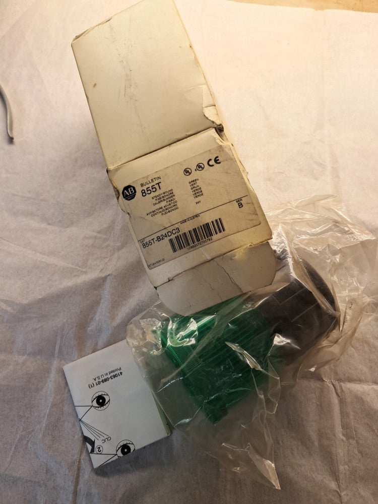 855T-B24DC3 /B    Allen Bradley 24V AC/DC Green Steady Incandescent  