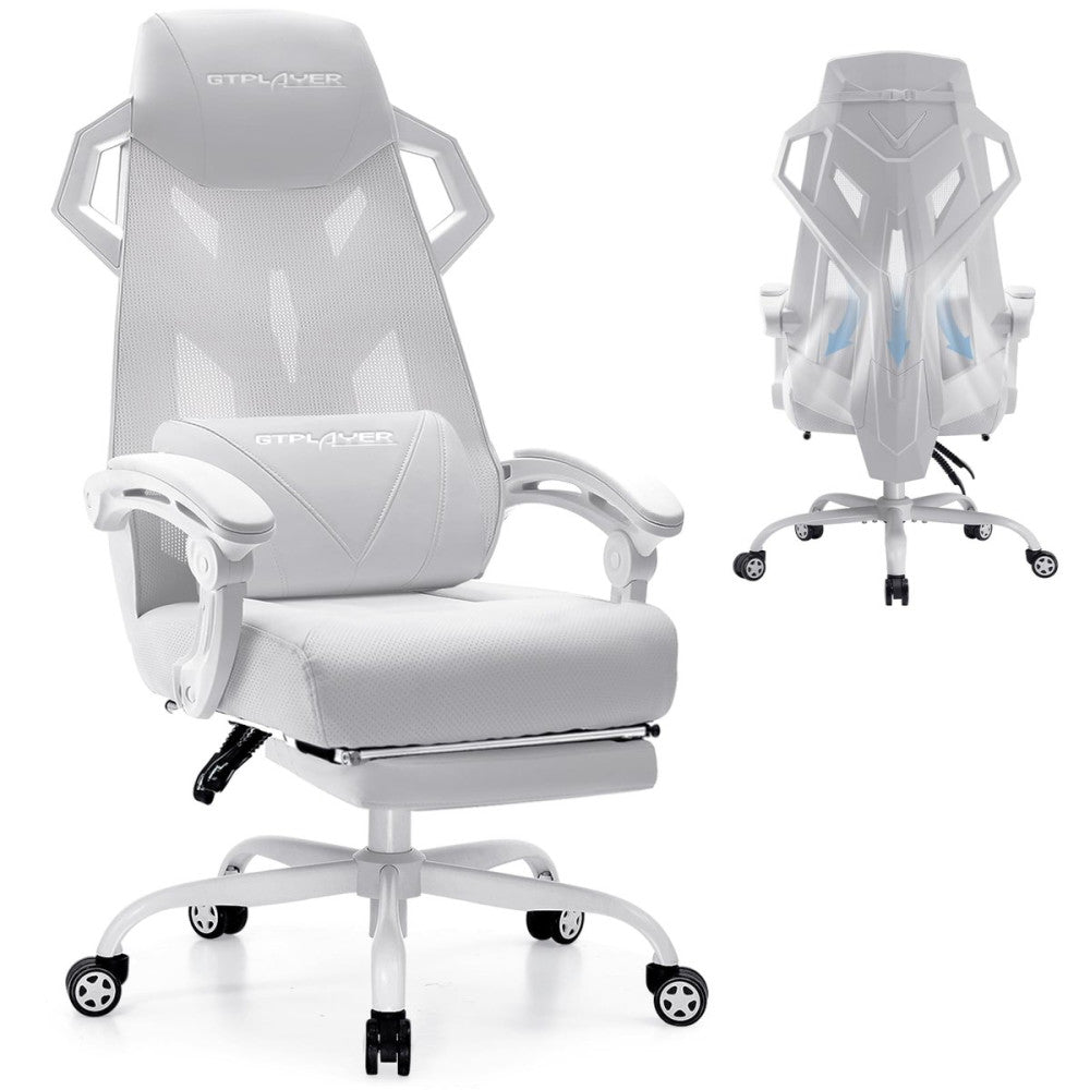 Computer Chair with Adjustable Footrest, Ergonomic Gaming Chair with Headrest...