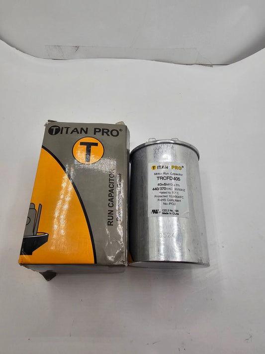 (QTY 2) Titan Pro TRCFD405 Motor Run Capacitor Round 440/370VAC 60/50HZ 40+5MFD