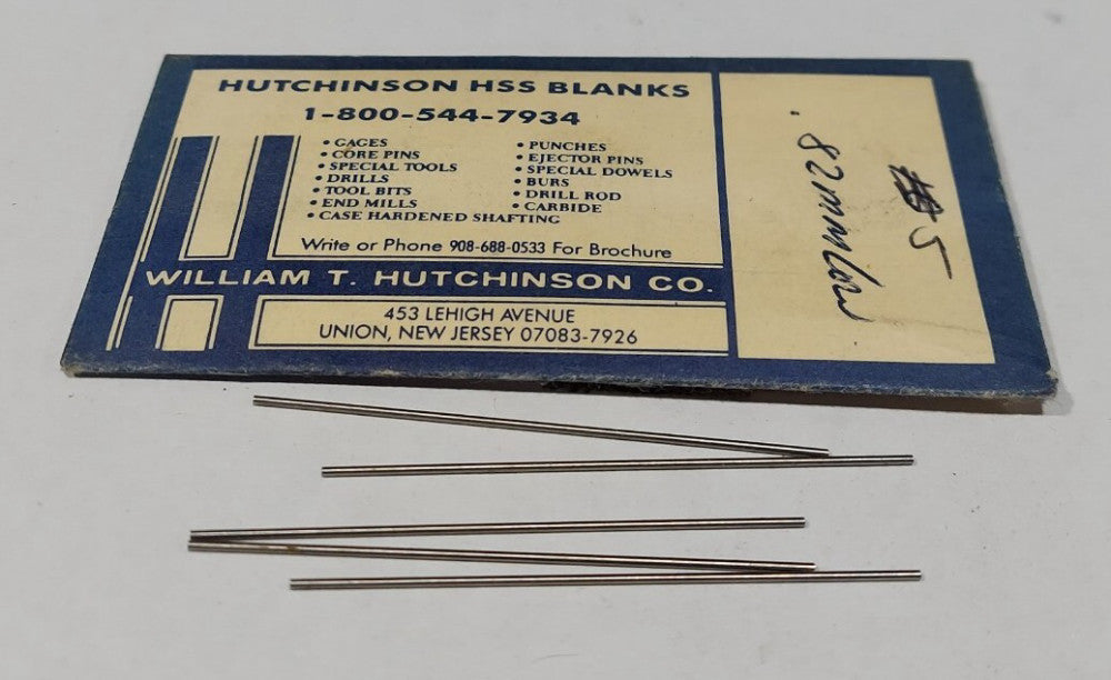 Lot Of 5 - USA Hutchinson .82mm x 2" Low Drill Blank Reamer Pin Gage