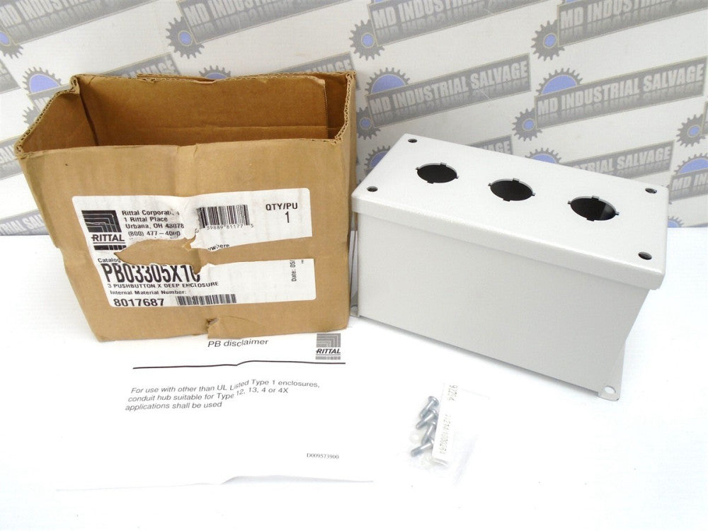 RITTAL - PB03305X1C - 3-PUSHBUTTON SWITCH DEEP ENCLOSURE - 8" x 4" x 4.7" (NEW)