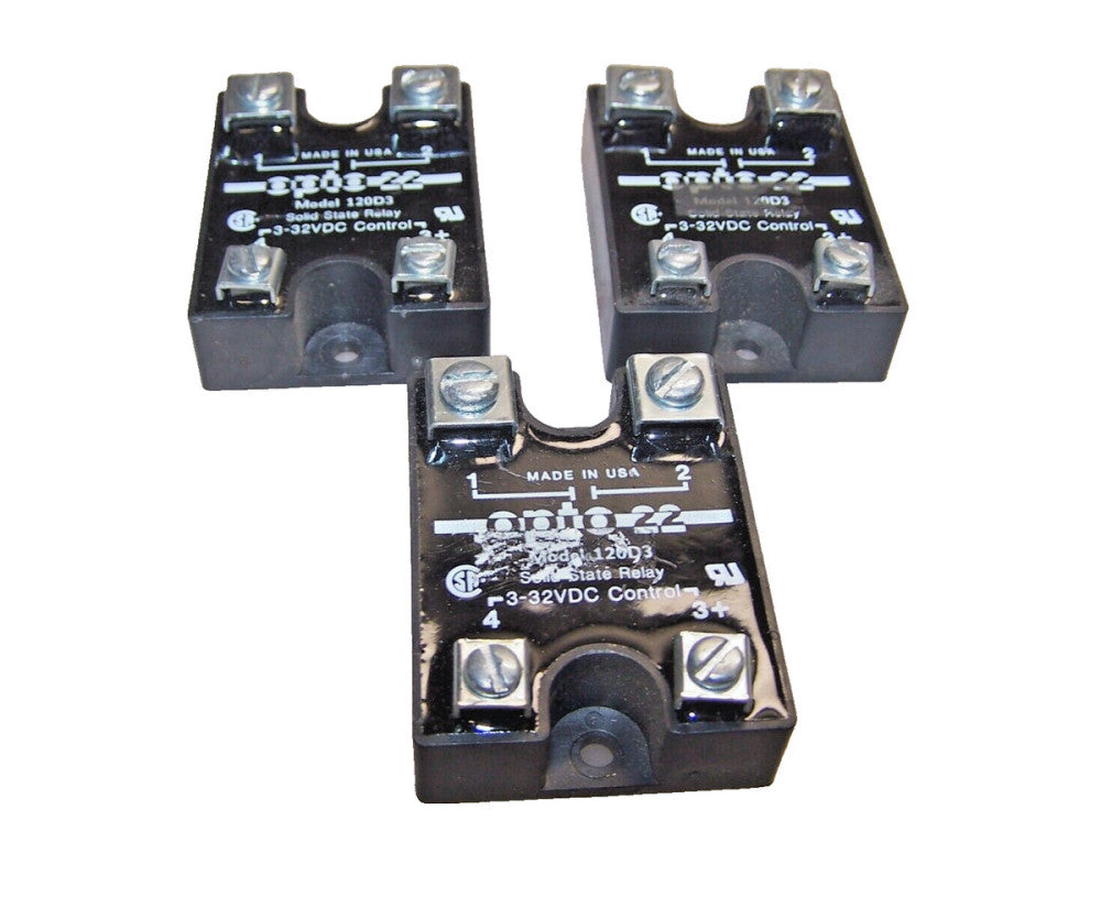 3) OPTO 22 SOLID STATE RELAY 3-32 VDC MODEL 120D3  LOT OF 3