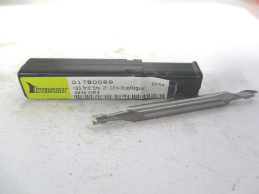 (720-1642) 1/8" x 3/8" x 3/16" x 2-1/4" OAL HSS RH 2 Flute Square End Mill 