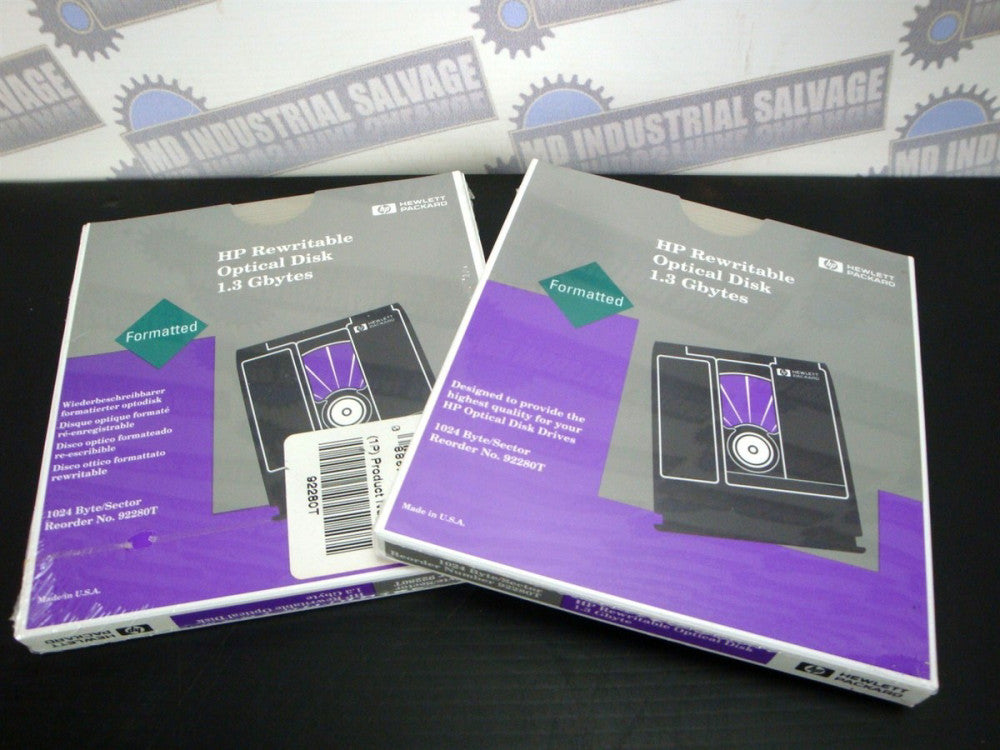 2 Disk - HP 92280T - HP OPTICAL 1.3 GB Rewritable MO Disk 1024 bps (NEW SEALED)