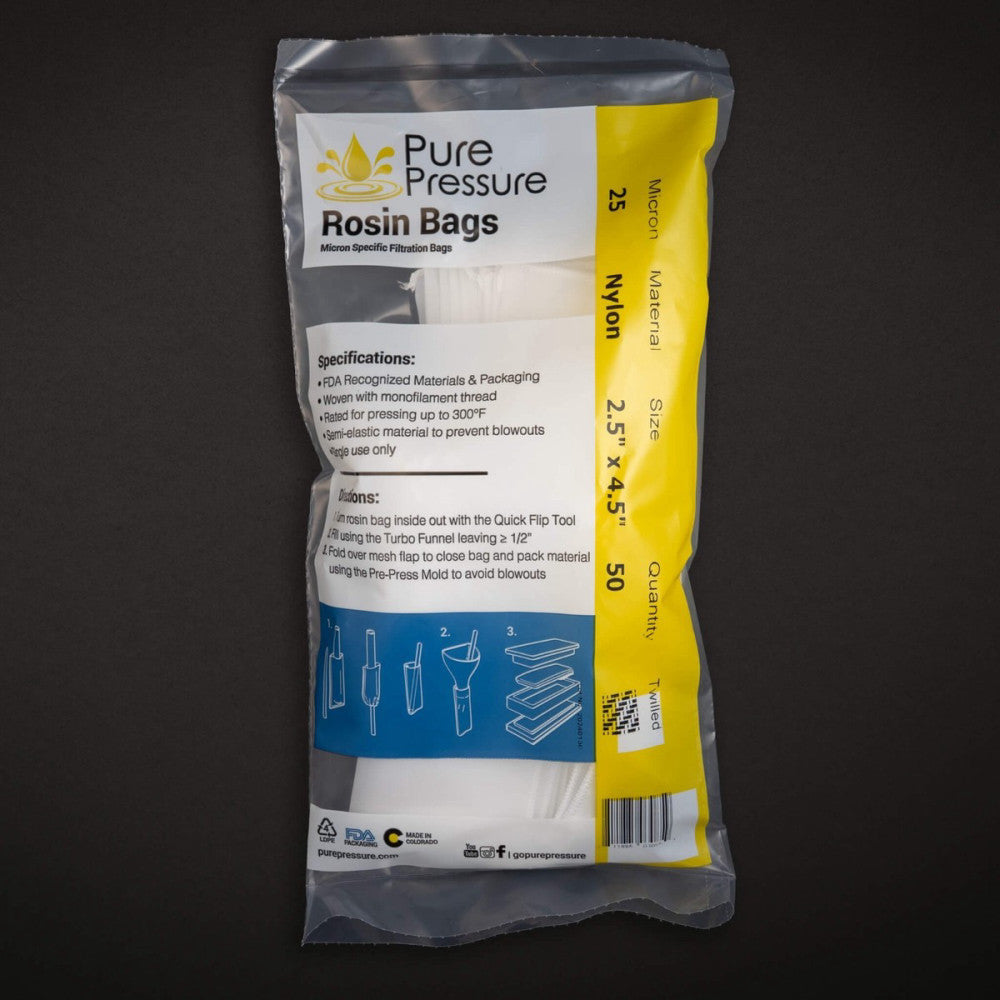 Rosin Bags 25 micron 2.5"x4.5" | 50 packs | Made in Colorado