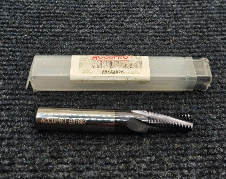 Accupro 02154870 Helical Flute Thread Mill: 1/2-14, 0.5" Shank Dia Solid Carbide