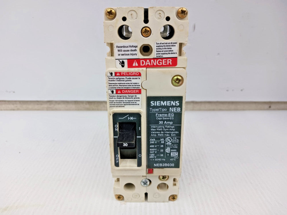 SIEMENS 30 AMP BOLT-ON CIRCUIT BREAKER 2 POLE 600Y/347 VAC NEB2B030