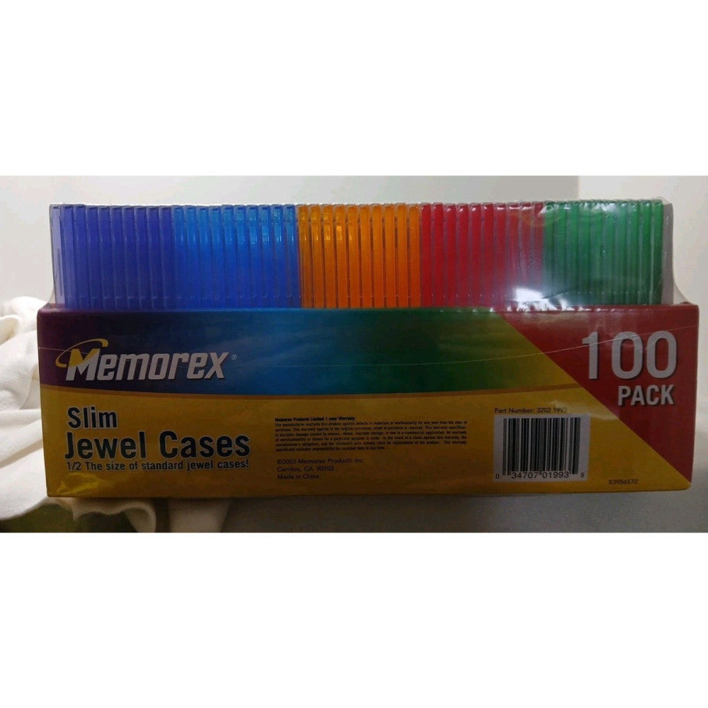 NEW 100 Memorex Multi Color Slim Jewel Cases with 100 Inserts