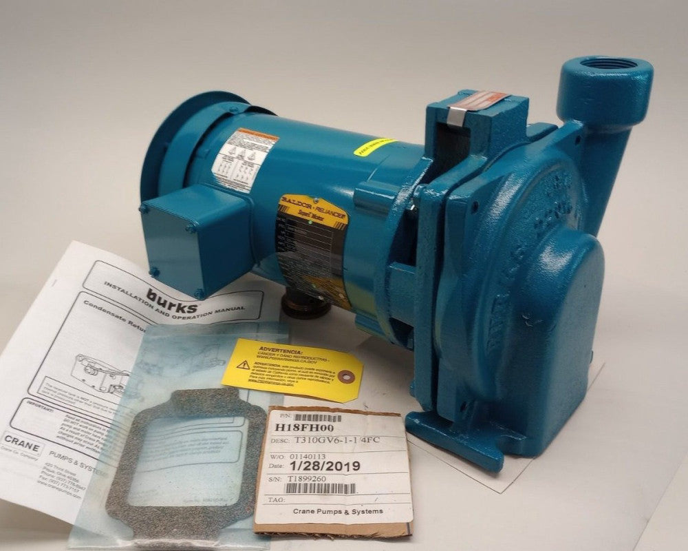Burks T310GV6-1-1/4FC Pump Crane 80gpm 1-1/4outlet 3ph 1hp Baldor 34M8763226G1