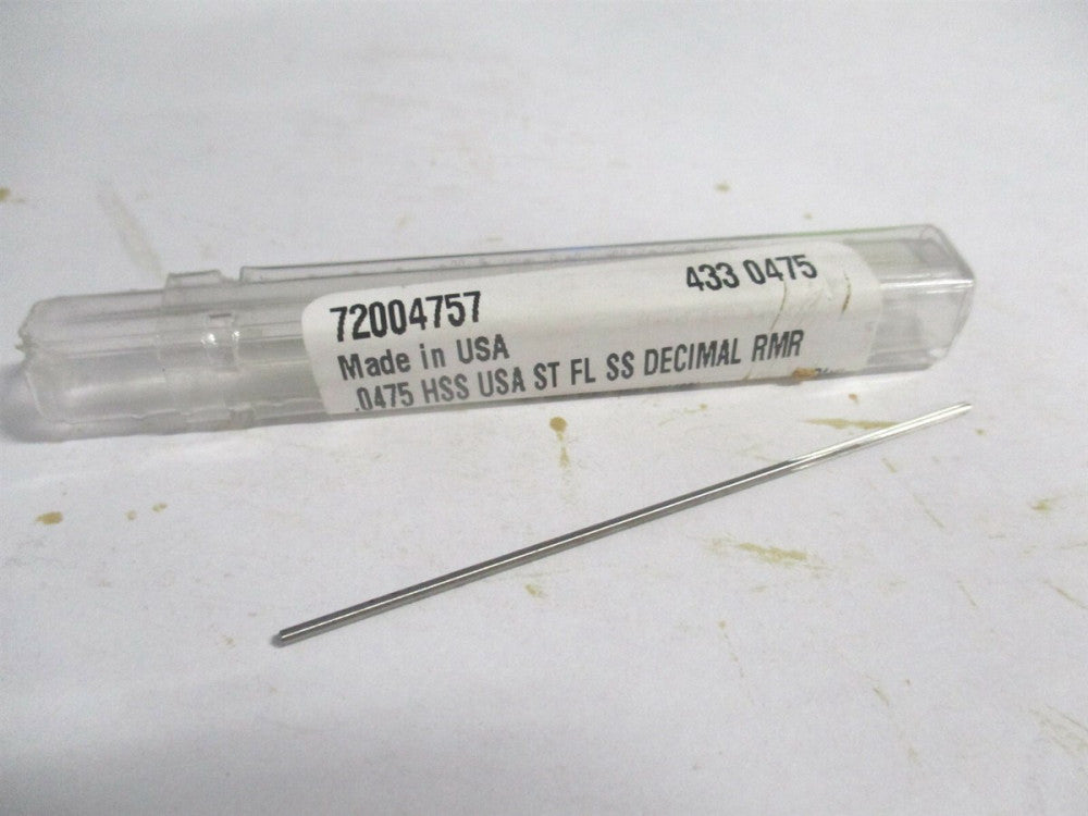 (433-0.0475) 0.0475" x 1/2" x 2-1/2" OAL 4-Flute Straight HSS Chucking Reamer 
