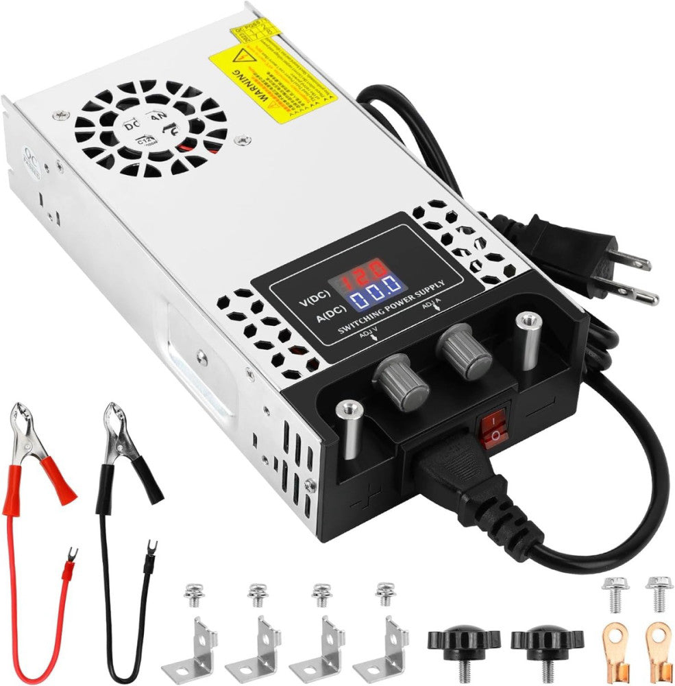 Adjustable 0-12V Power Supply 50A 600W, 110V AC to DC Buck silver 