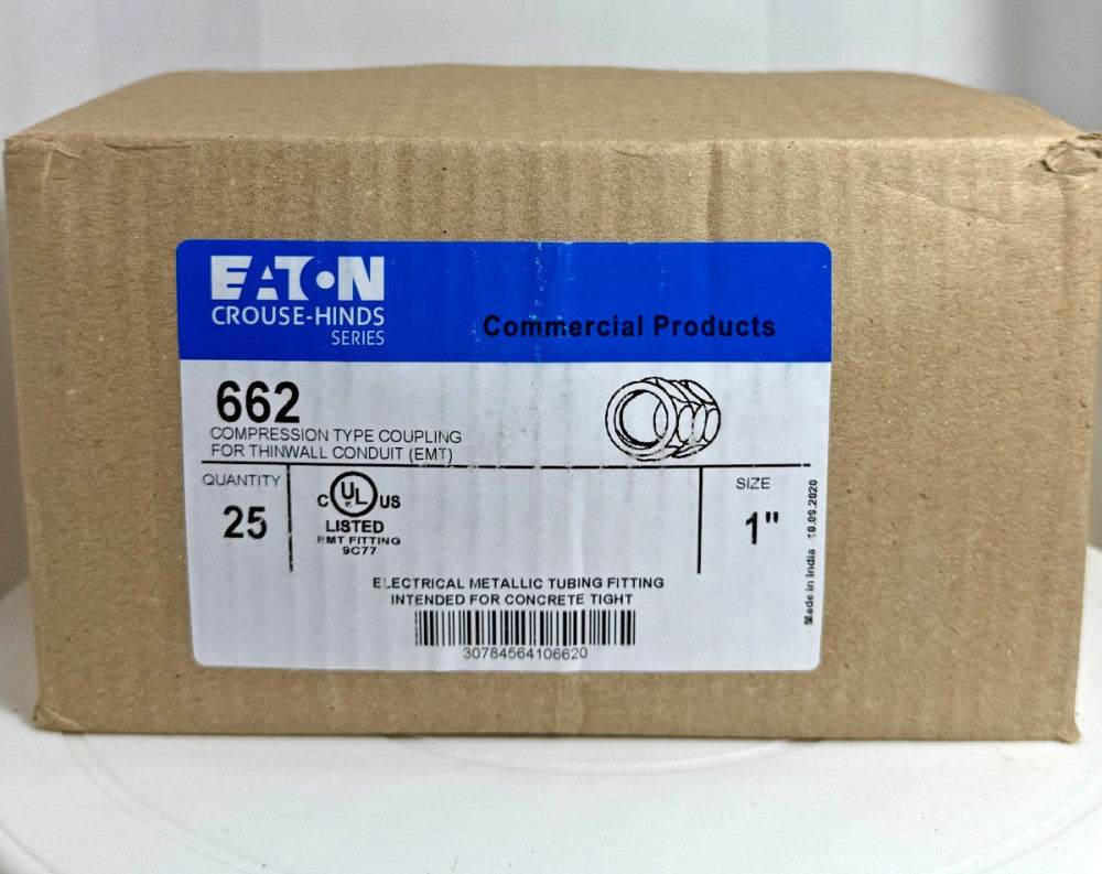(Box of 25) Eaton 662 1" Compression Type Coupling for Thinwall Conduit EMT
