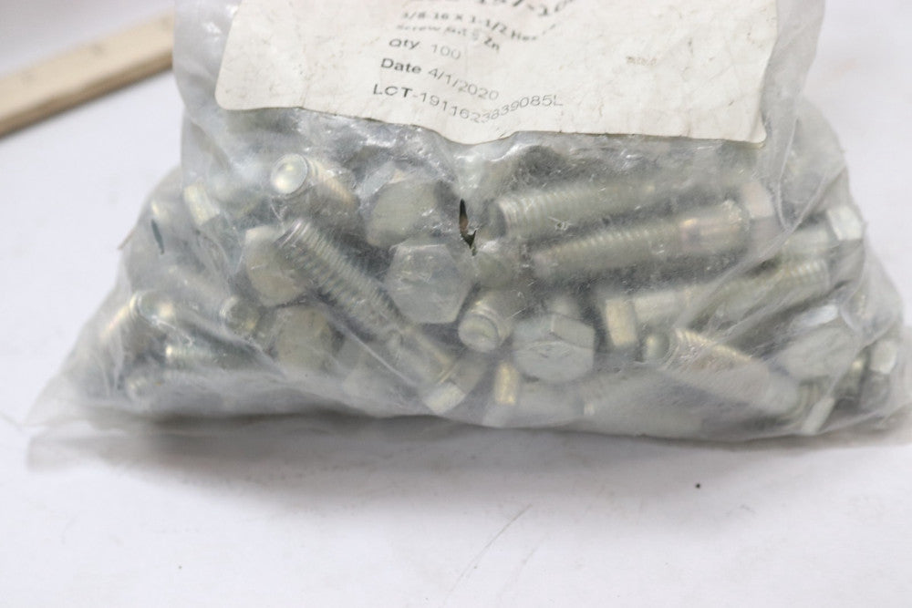 (100-Pk) Hex Cap Screw Grade 5 Zinc 3/8"-16 x 1-1/2" 100-157-100