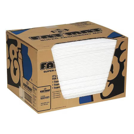 Pig Mat4101 Sorbent Pad, 22 Gal, 16 In X 20 In, Oil, White, Polypropylene