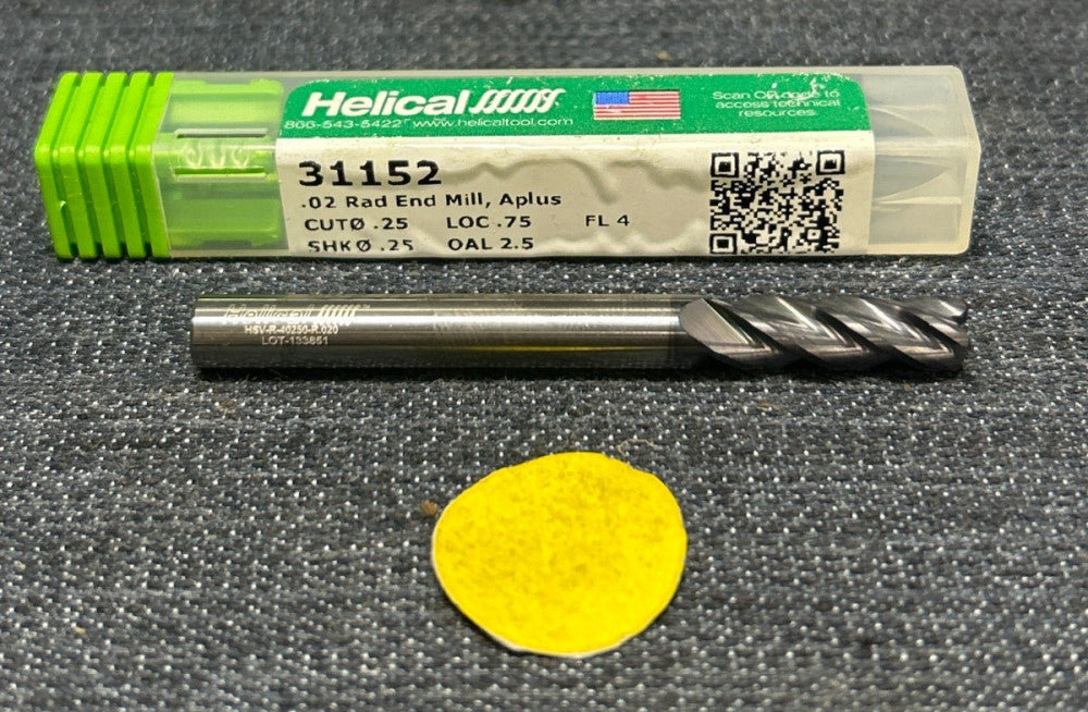 HELICAL 4 FLUTE END MILL 31152    CUT DIAMETER 1/4" LOC 3/4"