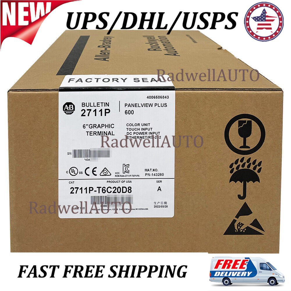 2022 NEW Sealed Allen-Bradley 2711P-T6C20D8 PanelView Plus 6 Graphic Terminal
