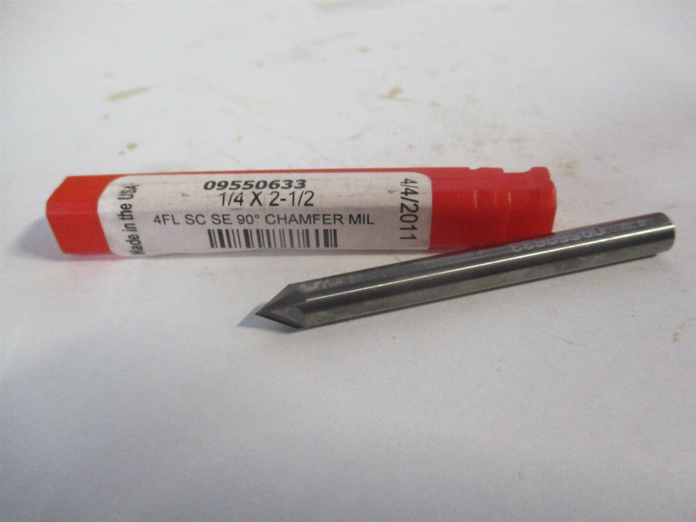 (942500060) 1/4" x 1/4" x 2-1/2" OAL 60° 4-Flute Solid Carbide Chamfer Mill