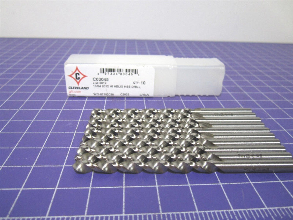 Cleveland 13/64" HSS 118° Fast Spiral Jobber Length Drill Bits Pack of 10