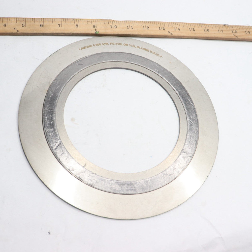 Lamons Spiral Wound Gasket 600 316L Stainless Steel Inner Ring 6"  