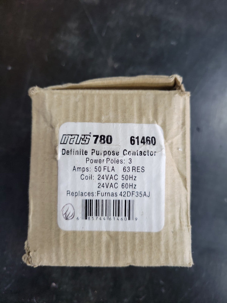 1- MARS 780 -61460 Definite Purpose Contactor 50 AMP 3 POLE 208-220V COIL NEW