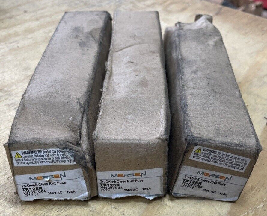 LOT OF 3 Ferraz Shamwut Mersen TR-125R, 125 Amp 250V Fusetron TR125R