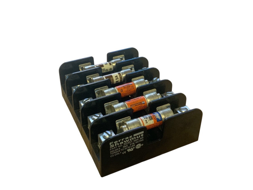 (5) FERRAZ SHAWMUT 30351 FUSE BLOCK HOLDER 30A 30 AMP 600V.
