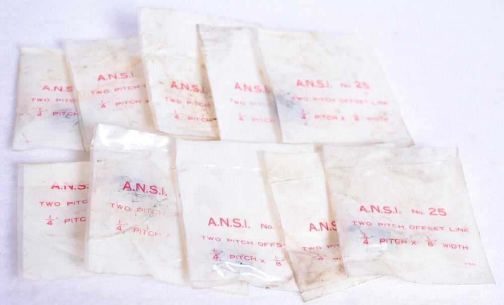 10 Count ANSI No. 25 Two Pitch Offset Roller Chain Links 1/4" Pitch x 1/8" Width