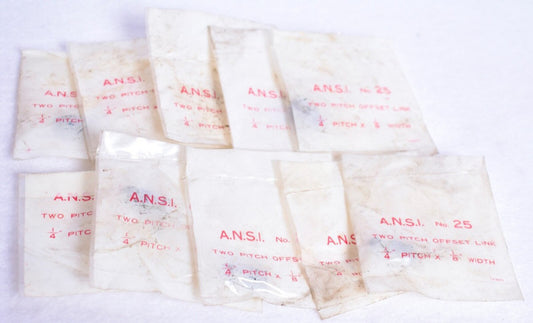 10 Count ANSI No. 25 Two Pitch Offset Roller Chain Links 1/4" Pitch x 1/8" Width