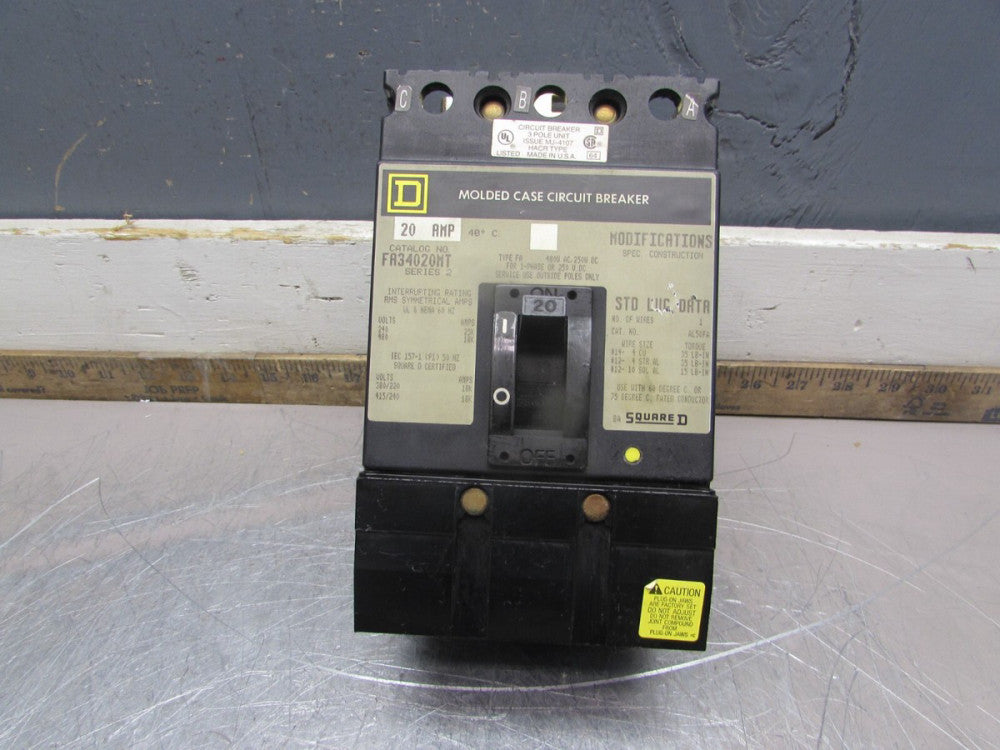 SQUARE D FA34020MT , I-LINE CIRCUIT BREAKER ,3P/480V/20A, MAKE OFFER!
