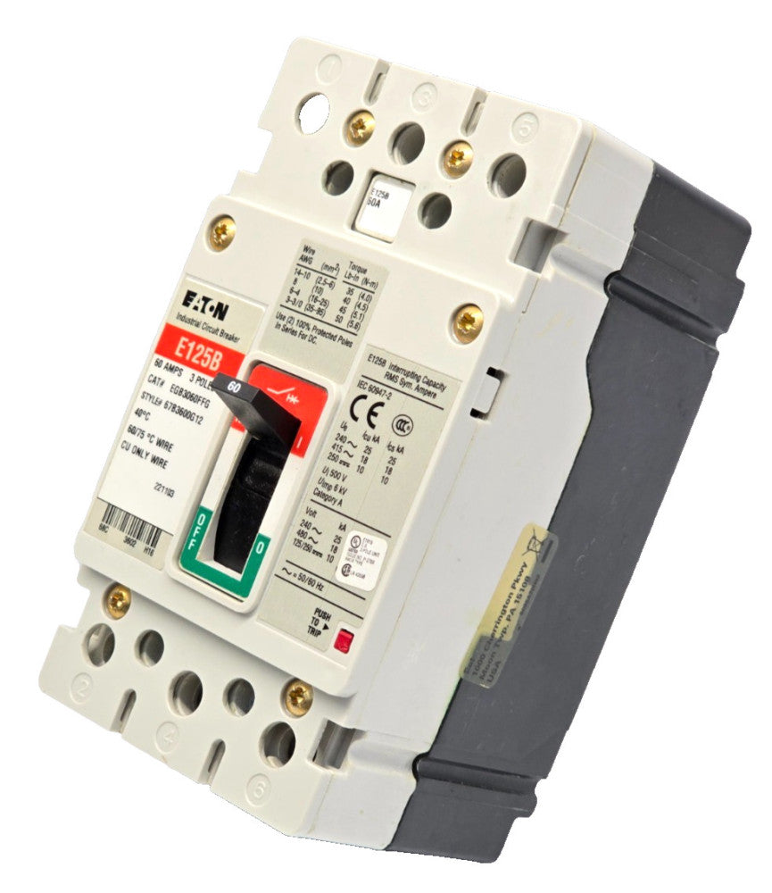 Eaton EGB3060FFG Circuit Breaker 60 Amp 480 VAC 3 Pole 25 kA