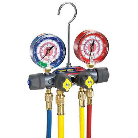 Yellow Jacket 49960 Mechanical Manifold Gauge Set,4-Valve