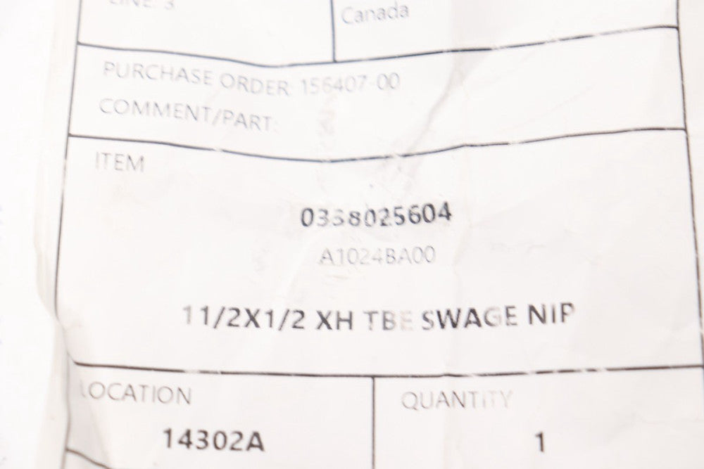J.B. Smith Swage Nipple Carbon Steel Male NPT x Male NPT 1-1/2" x 1/2" 033802560