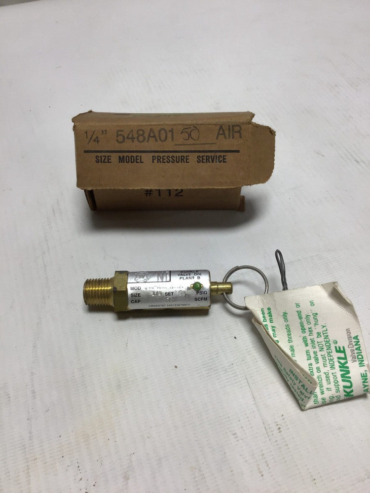 Kunkle 548-A01 H95M Pressure Relief Valve 1/4" Set 50 PSIG Cap 70 SCFM