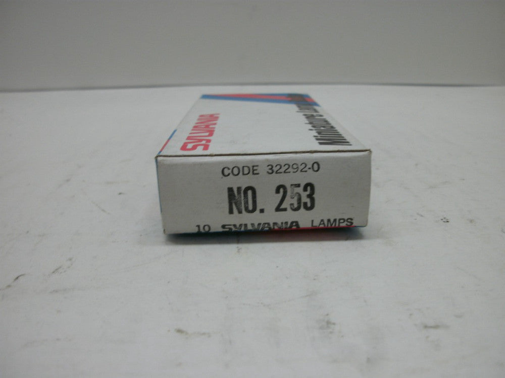 SYLVANIA 253 MINIATURE LAMP 0.88W 2.50V 0.35A MIDGET GROOVED 1 -(LOT OF 10) NNB