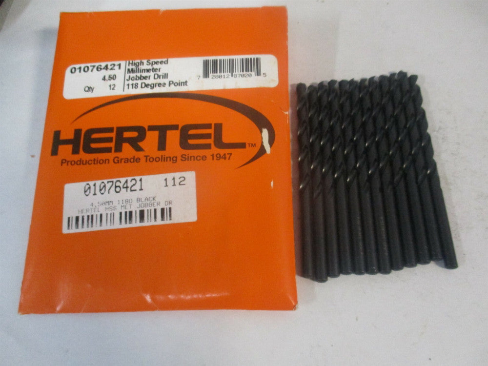 (301 4.50) 4.5mm x 86mm OAL 118° High Speed Steel Jobber Drill - Pack of 12
