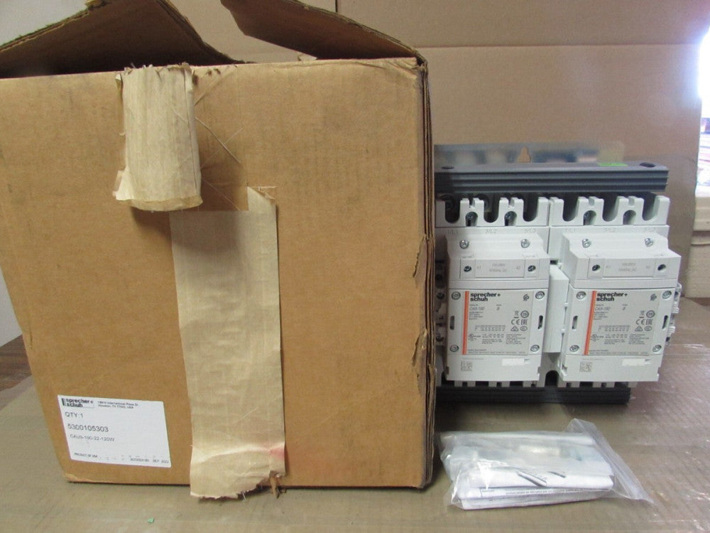 SPRECHER SCHUH, CAU9-190-22-120W, 100/250V COIL, 190A, REVERSING CONTACTOR, NIB!
