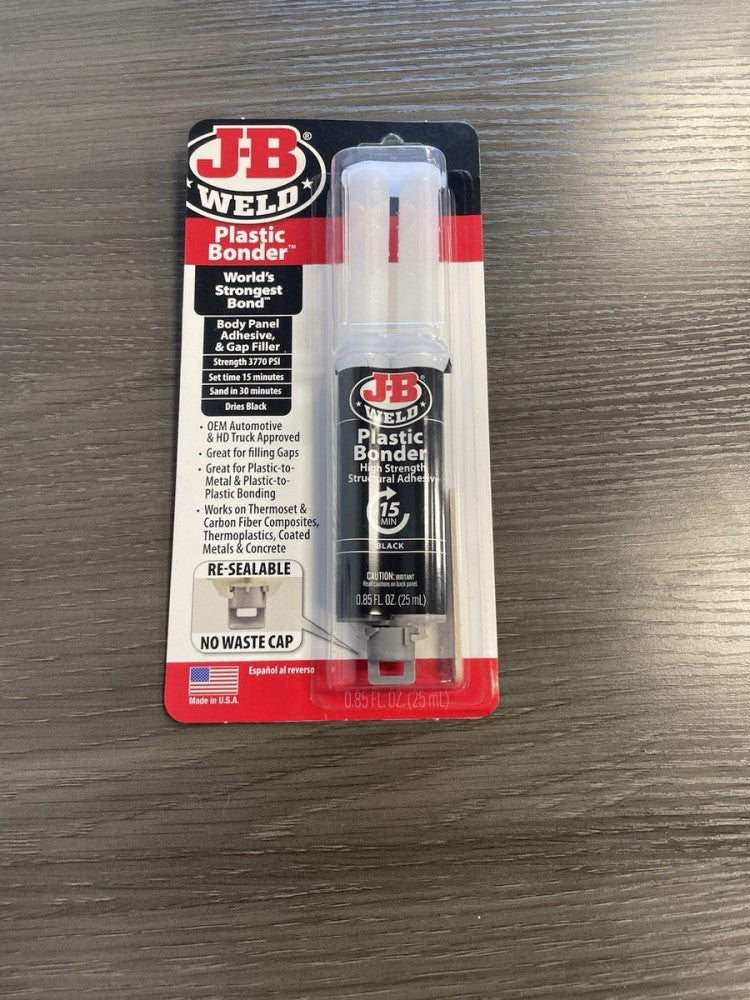 J-B Weld Plastic Bonder Body Panel Adhesive and Gap Filler Syringe Black, 25ml