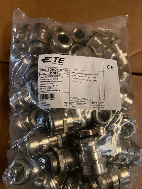 (50 PACK) TE CONNECTIVITY 1SNG606003R0000 Cable Gland, Vibration Proof EMC (Rail