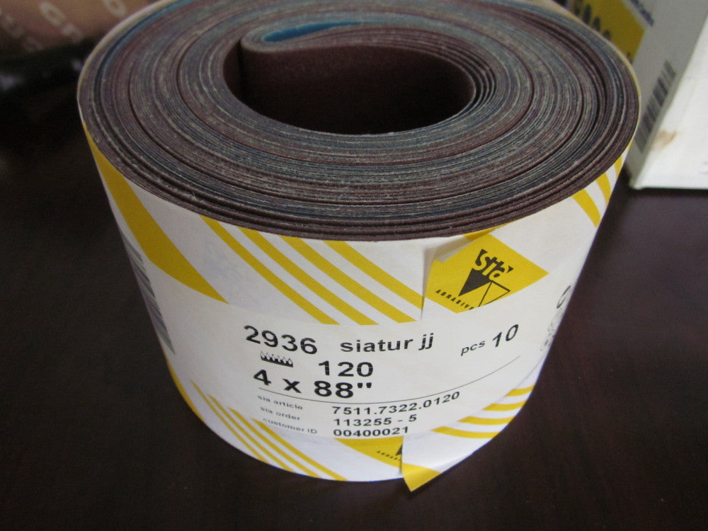 (Lot of 10) Blue Line Sia Abrasives 2936 4x88" 120 grit # 7511.7322.0120 (NEW)