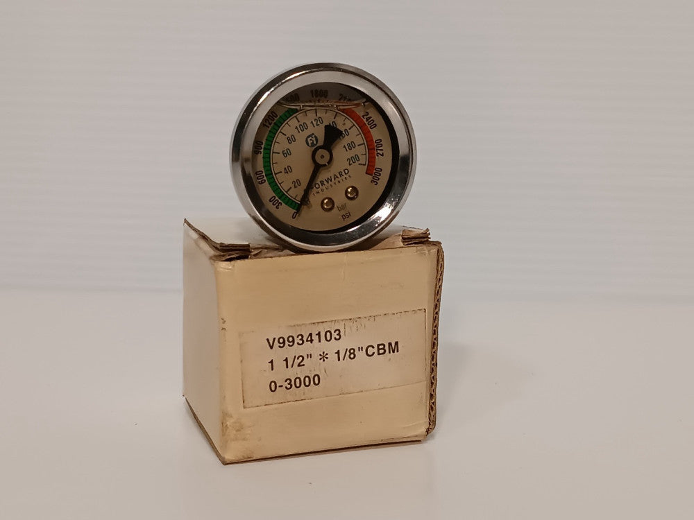 Forward Industries V9934103 Pressure Gauge, 0-3000 PSI, 1.5in Dial, 1/8 NPT CBM